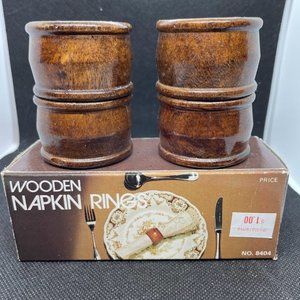 1984 Action Industries Wood Napkin Rings Set of 8 Vintage Wooden Napkin Holders